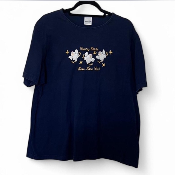 Navy Graphic T-Shirt with Embroidery - Picture 1 of 4